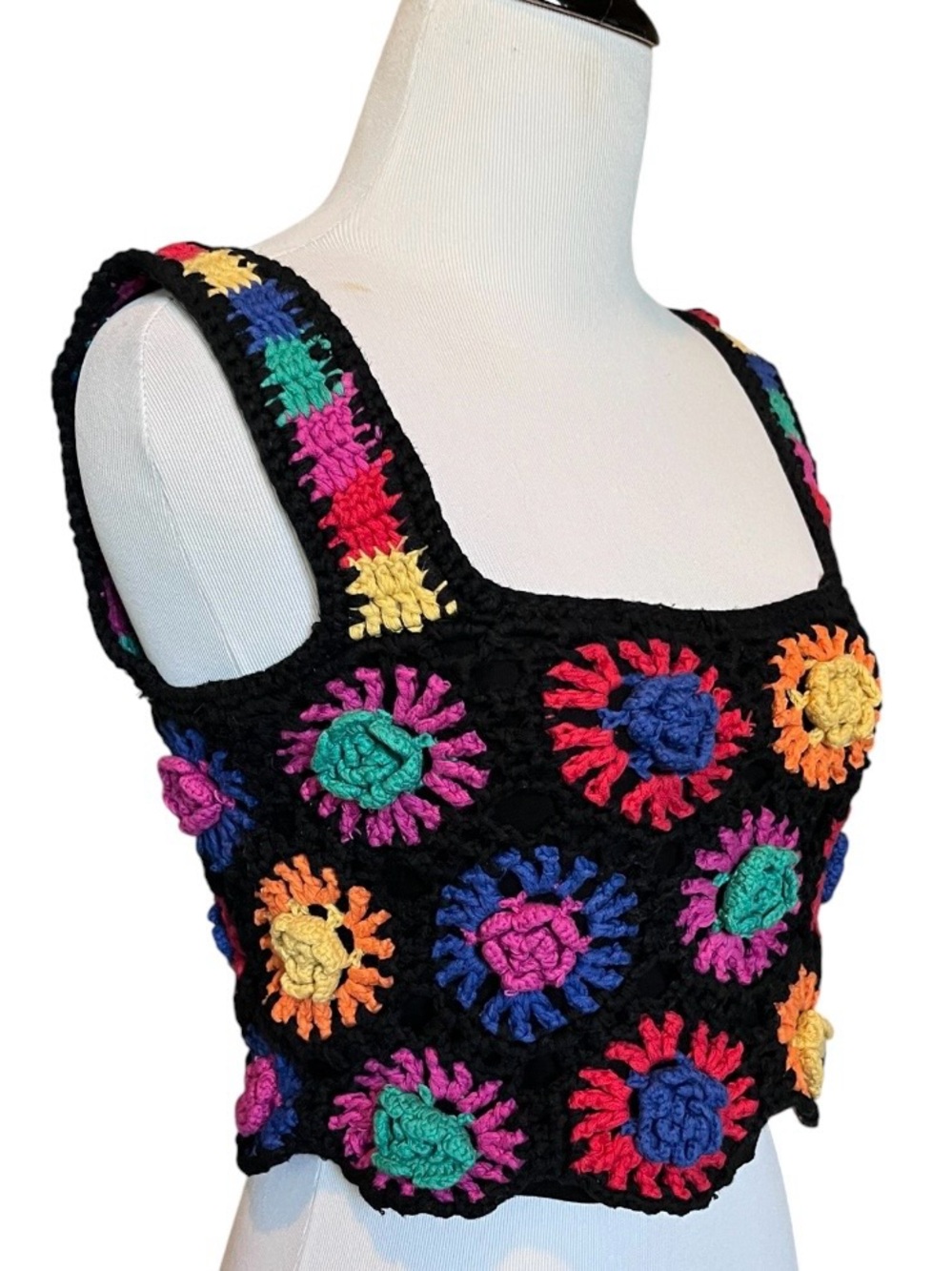Farm Rio Colorful Crocheted Crop Top - Picture 9 of 13